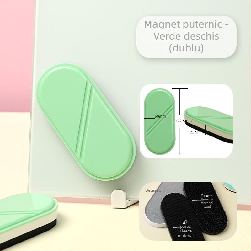 Radieră magnetică pentru tablă din sticlă, spate din plastic ecologic, suprafață din material catifelat, pachet unic