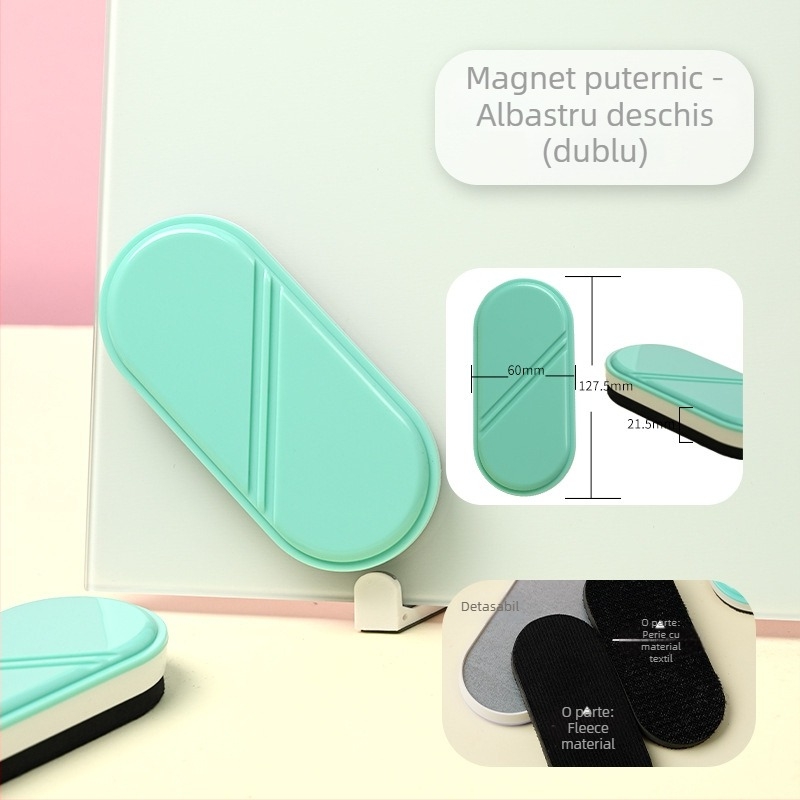Radieră magnetică pentru tablă din sticlă, spate din plastic ecologic, suprafață din material catifelat, pachet unic