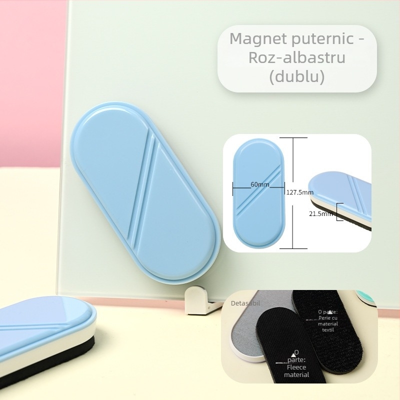 Radieră magnetică pentru tablă din sticlă, spate din plastic ecologic, suprafață din material catifelat, pachet unic