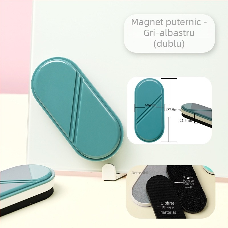 Radieră magnetică pentru tablă din sticlă, spate din plastic ecologic, suprafață din material catifelat, pachet unic