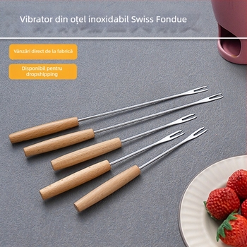 Furculiță pentru oală fierbinte cu mâner din lemn, oțel inoxidabil, imprimare logo și personalizare