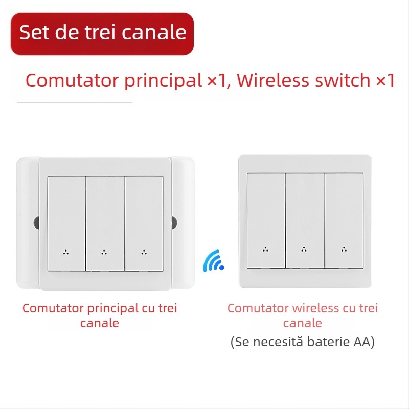 Comutator wireless cu control dual pentru lumina de lângă pat, panou autoadeziv, 220V