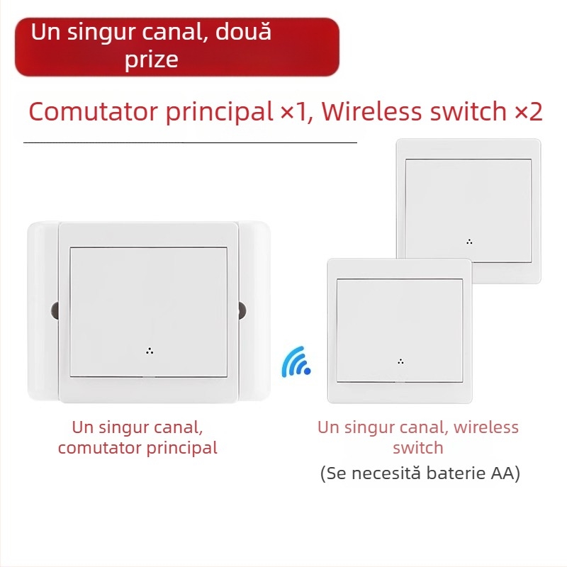 Comutator wireless cu control dual pentru lumina de lângă pat, panou autoadeziv, 220V