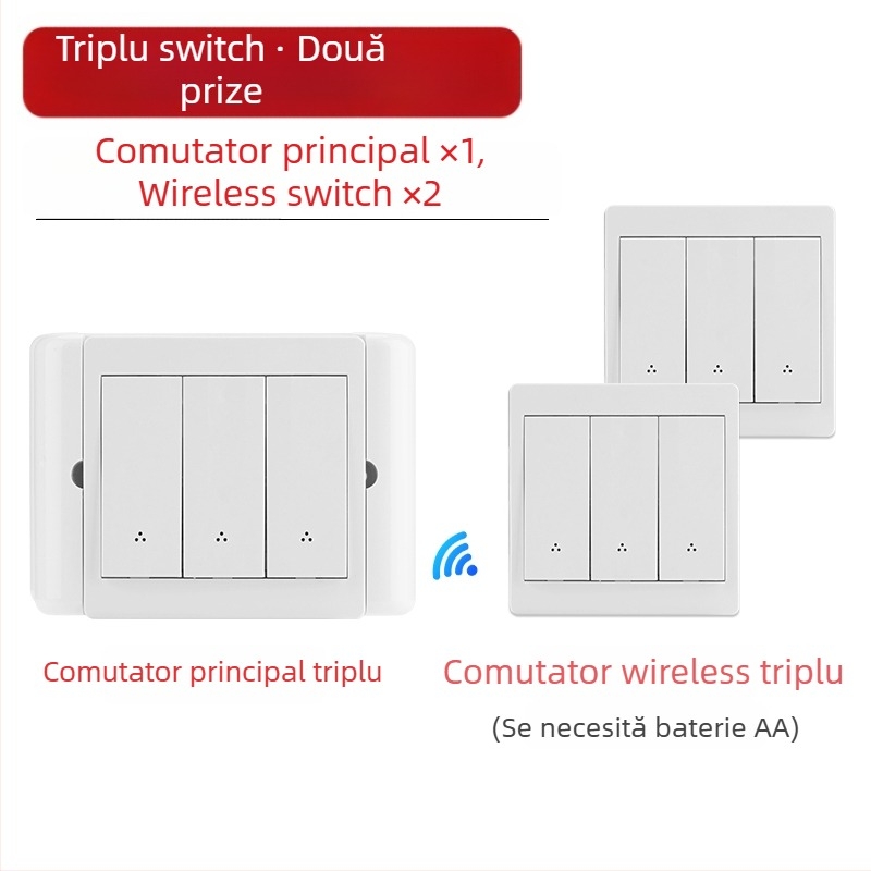 Comutator wireless cu control dual pentru lumina de lângă pat, panou autoadeziv, 220V