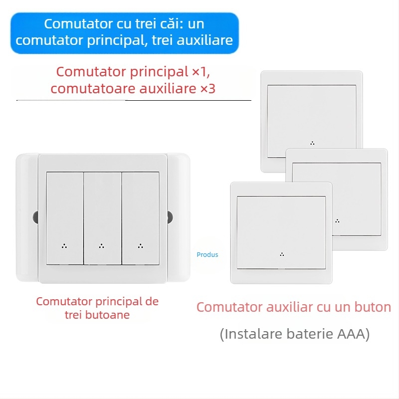 Comutator wireless cu control dual pentru lumina de lângă pat, panou autoadeziv, 220V