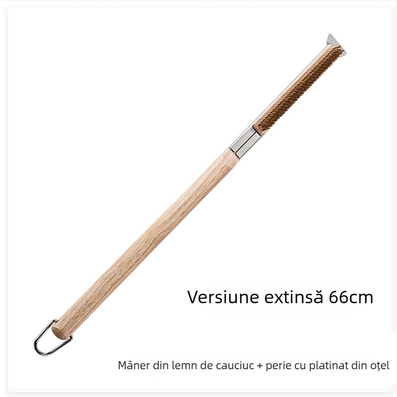 Perie de grătar pentru pizza, sârmă de cupru, mâner din lemn, curățarea cuptorului cu piatră