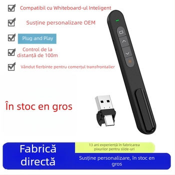 Pix PPT pentru schimbarea paginilor, USB 2.4G fără fir, laser 650 nm, raza laser 200 m, alimentare cu baterie AA