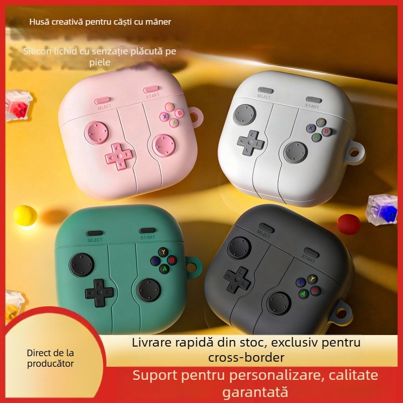 Husă pentru căști Samsung Galaxy Buds4 – stil retro de jocuri, silicon, husă cu acoperire completă (soft shell), design minimalist, finisaj vopsire cu spray, compatibil cu Buds4/Buds4 Pro