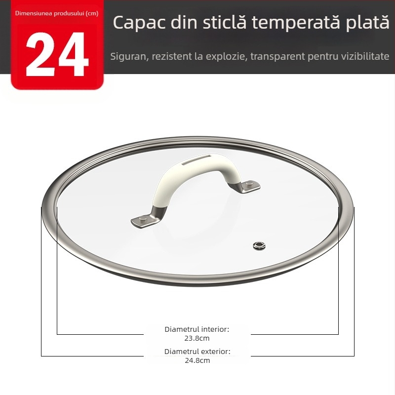 Capac de oală universal - 304 oțel inox, Model g001, 1,6 kg, Badman, Simplitate modernă