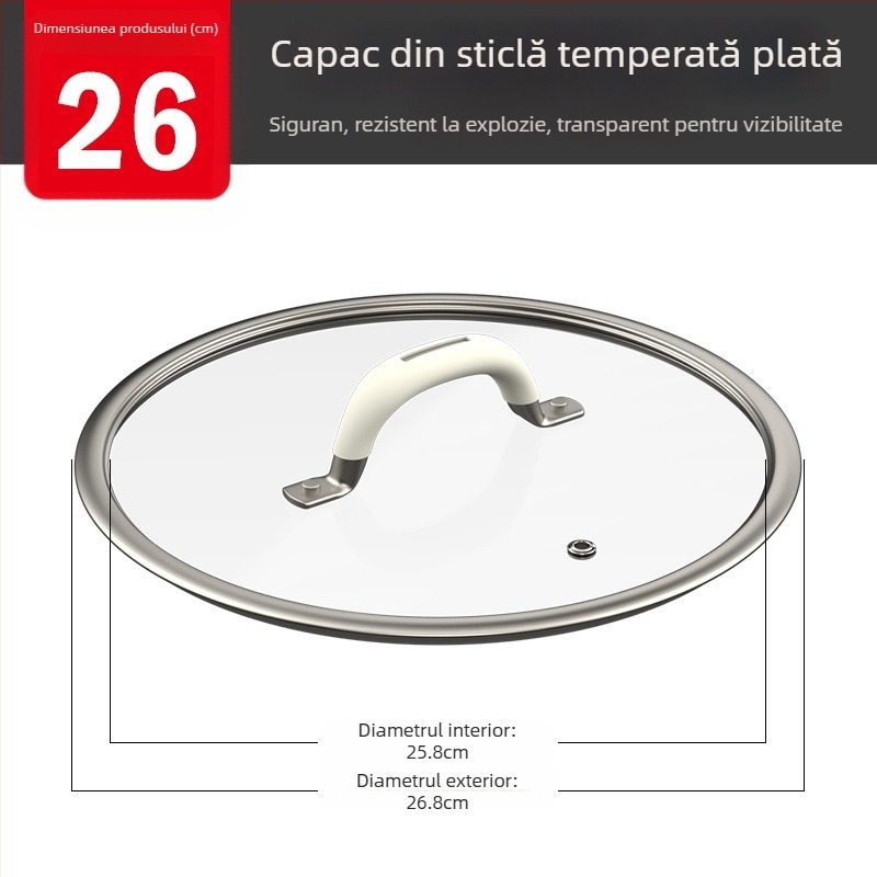Capac de oală universal - 304 oțel inox, Model g001, 1,6 kg, Badman, Simplitate modernă