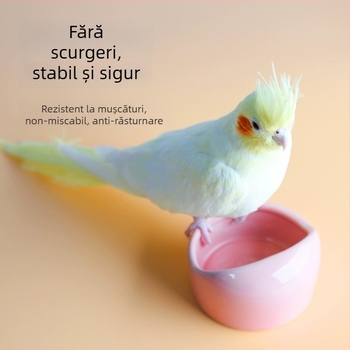 Papagal – Bol ceramic de apă și recipient de hrană pentru cușcă – Material: Alt; Origine: Alt; Potrivit pentru acvariu; Alimentare manuală doar