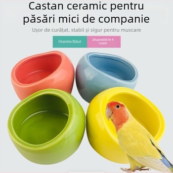 Papagal – Bol ceramic de apă și recipient de hrană pentru cușcă – Material: Alt; Origine: Alt; Potrivit pentru acvariu; Alimentare manuală doar