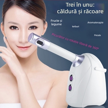 Aparat de abur facial cu plante medicinale, hidratare nano, spray cal și rece, 2 viteze, ceață 11–30 s, fără baterie