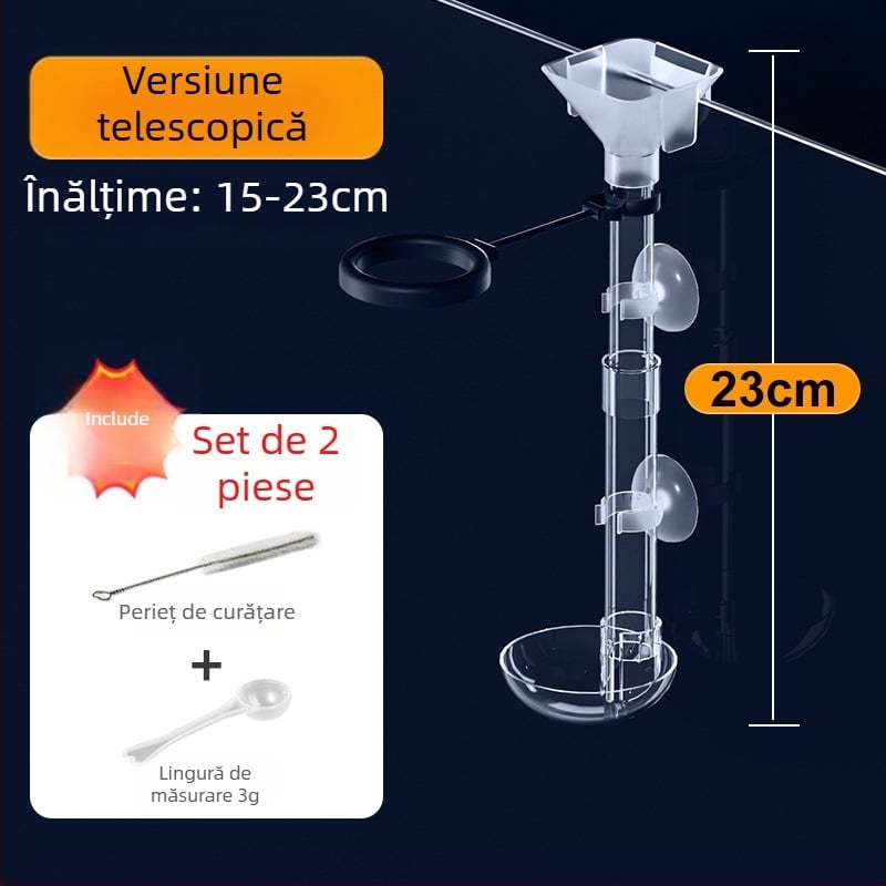 Tub retractabil de hrănire pentru acvariu, pentru pești, creveți și țestoase — hrănire manuală, brand Water Island Chronicle, cutie cu 10 buc.