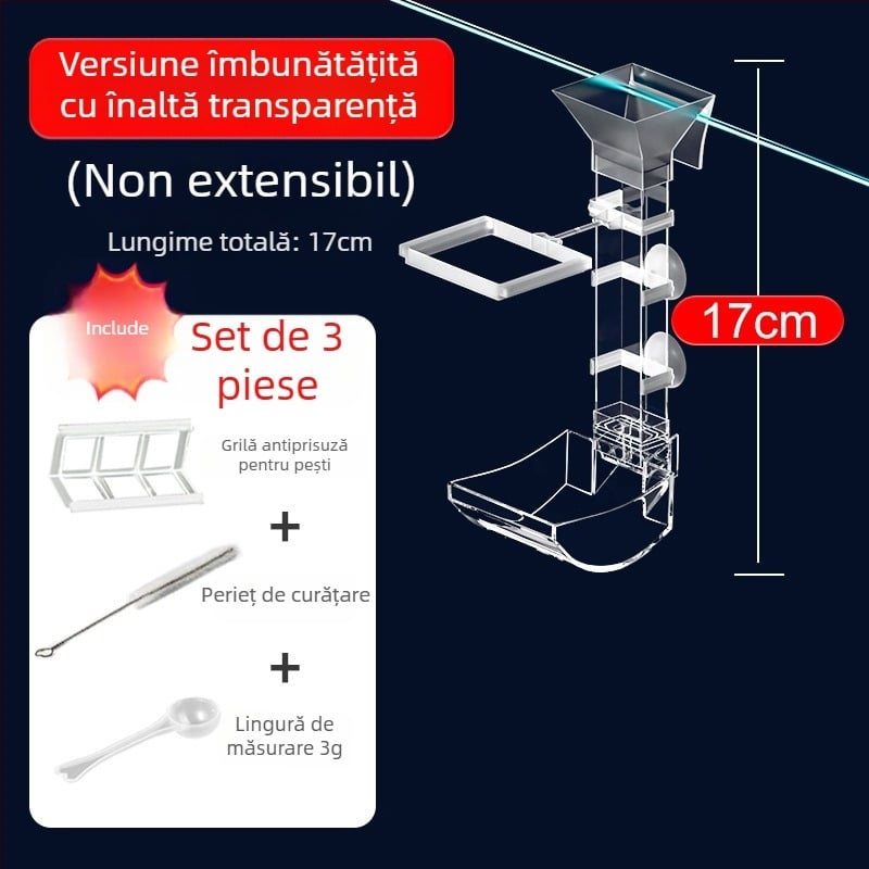Tub retractabil de hrănire pentru acvariu, pentru pești, creveți și țestoase — hrănire manuală, brand Water Island Chronicle, cutie cu 10 buc.