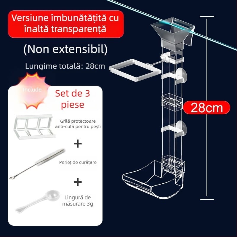 Tub retractabil de hrănire pentru acvariu, pentru pești, creveți și țestoase — hrănire manuală, brand Water Island Chronicle, cutie cu 10 buc.