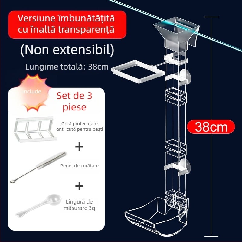 Tub retractabil de hrănire pentru acvariu, pentru pești, creveți și țestoase — hrănire manuală, brand Water Island Chronicle, cutie cu 10 buc.