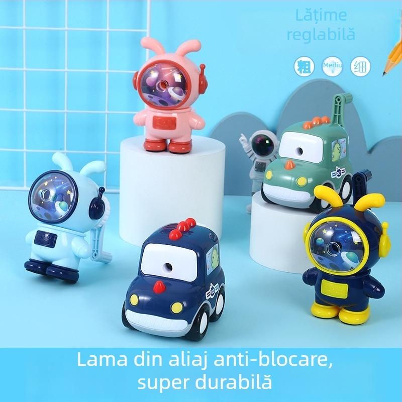 Elf 18127 — ascuțitoare de creioane manuală, ABS, formă rachetă-astronaut automobil