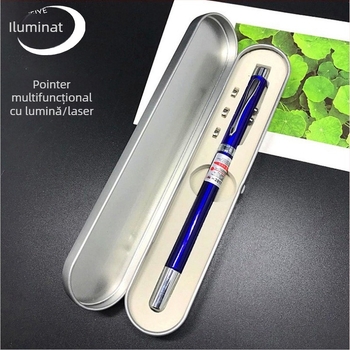 Stilou laser retractabil cu lanternă LED — patru în unu, mini cadou, imprimare logo, personalizare