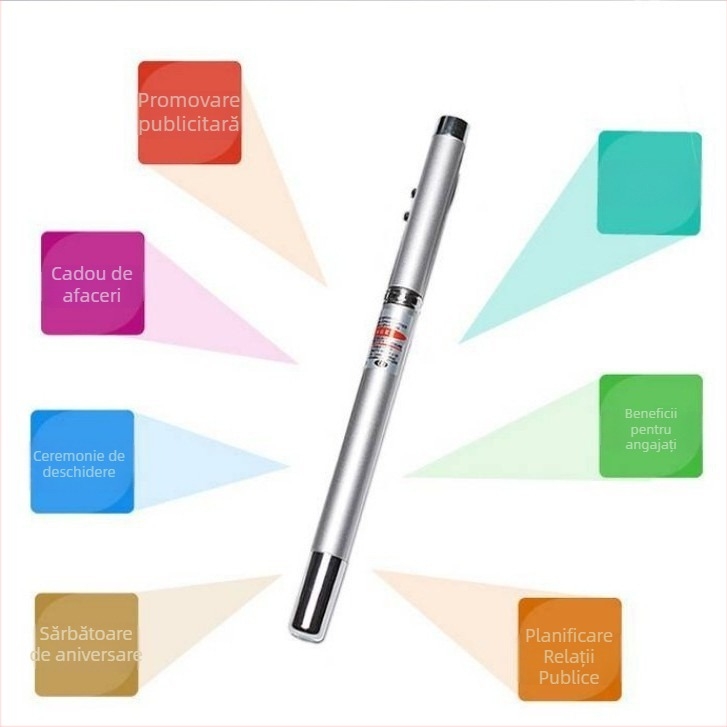 Stilou laser retractabil cu lanternă LED — patru în unu, mini cadou, imprimare logo, personalizare