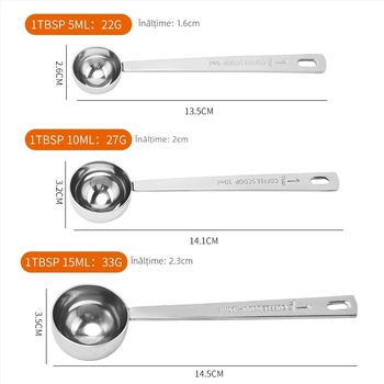 Li Fei lingură de măsurare din oțel inoxidabil cu scară pentru cafea, pudră de lapte și pudră de fructe — lingură de măsurare pentru cofetărie, stil modern