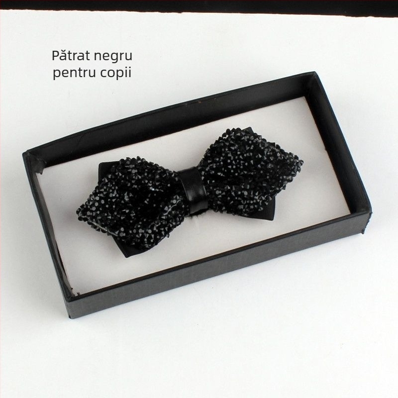 Papion cu paiete, nucleu din piele, accesoriu unisex pentru ținute formale