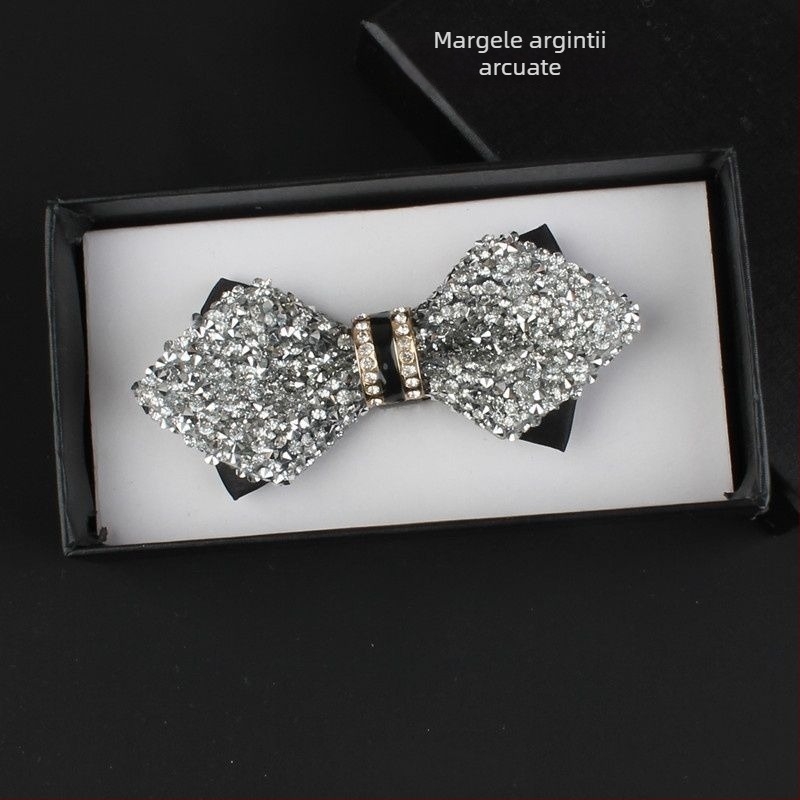 Papion cu paiete, nucleu din piele, accesoriu unisex pentru ținute formale