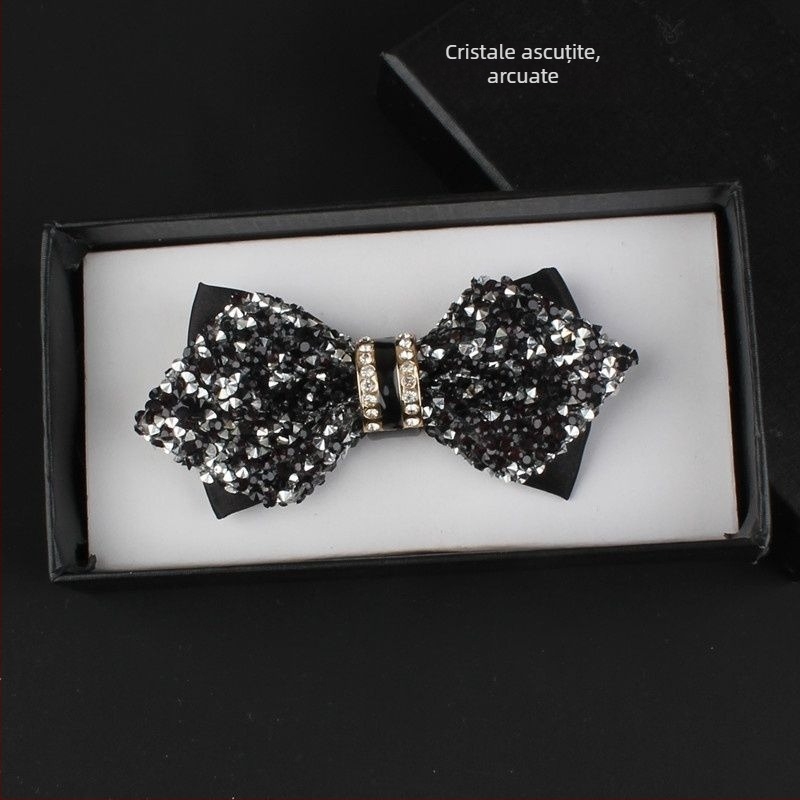 Papion cu paiete, nucleu din piele, accesoriu unisex pentru ținute formale