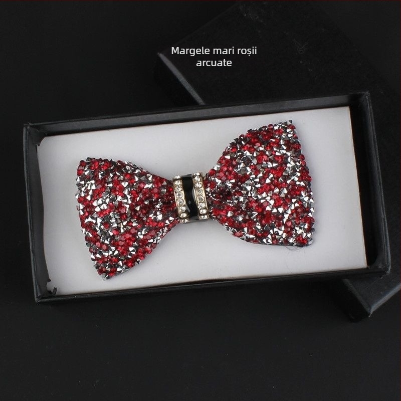 Papion cu paiete, nucleu din piele, accesoriu unisex pentru ținute formale