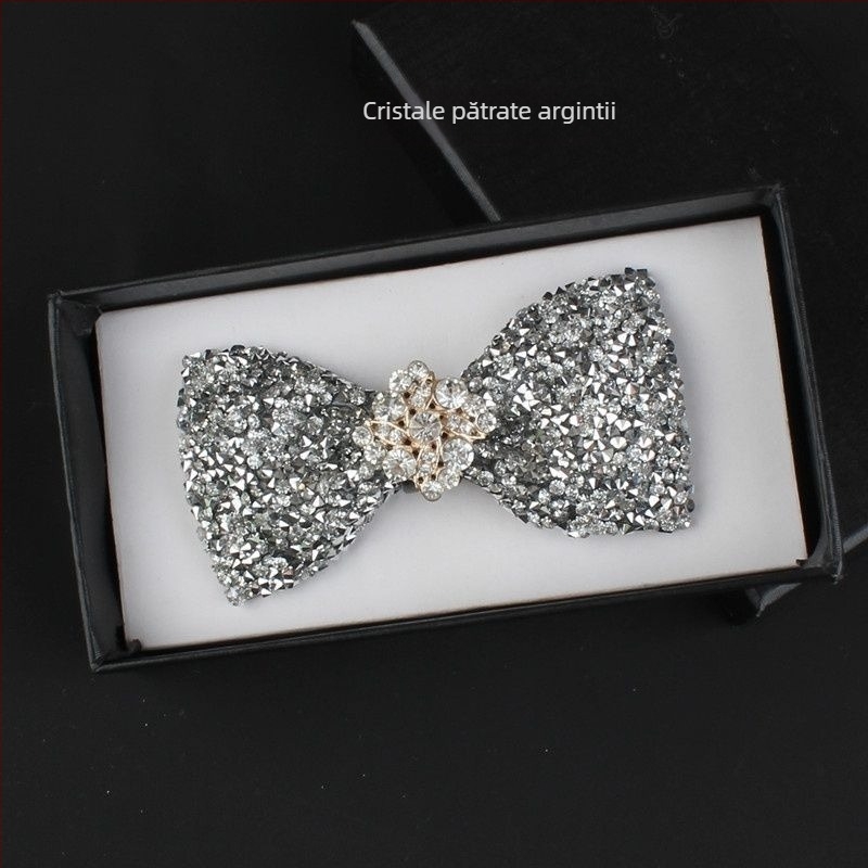 Papion cu paiete, nucleu din piele, accesoriu unisex pentru ținute formale