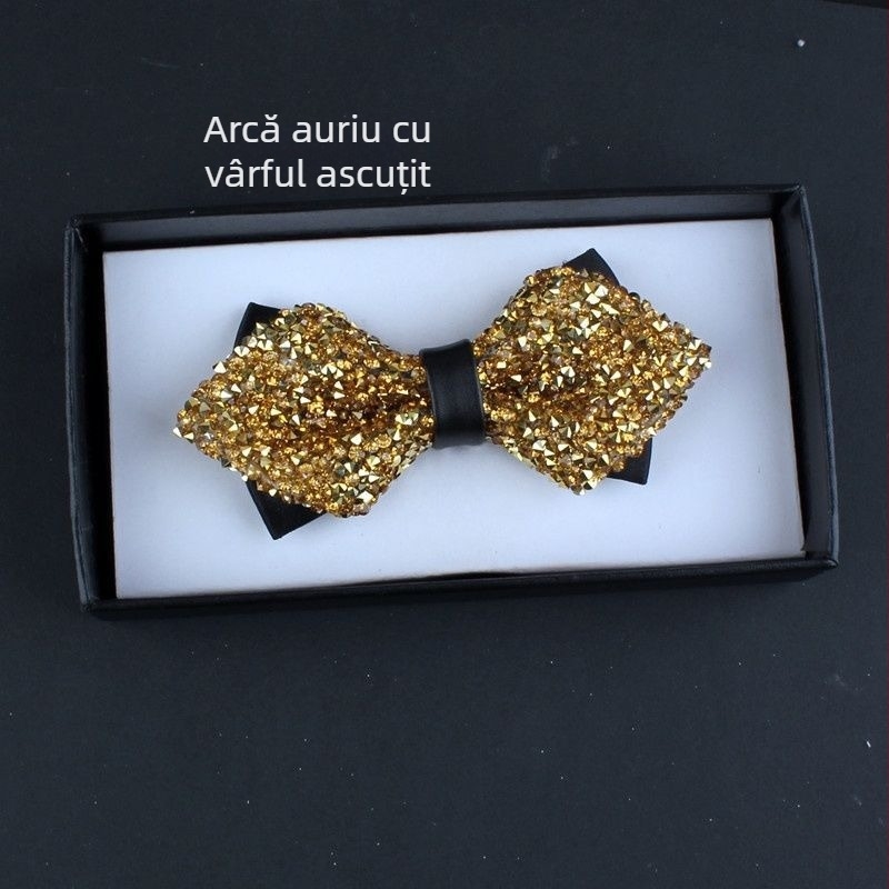 Papion cu paiete, nucleu din piele, accesoriu unisex pentru ținute formale