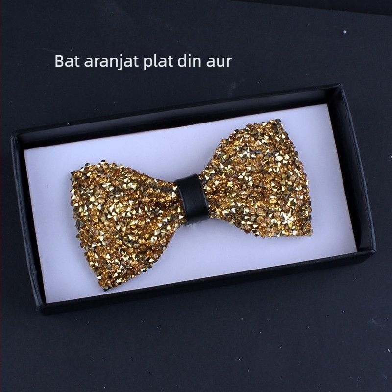 Papion cu paiete, nucleu din piele, accesoriu unisex pentru ținute formale