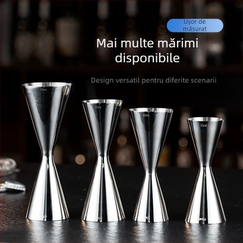 Cană de măsurare pentru cocktailuri din oțel inoxidabil 304, capete duale, măsurare în uncii, design unic, stil minimalist modern, lansare 2018, greutate 100