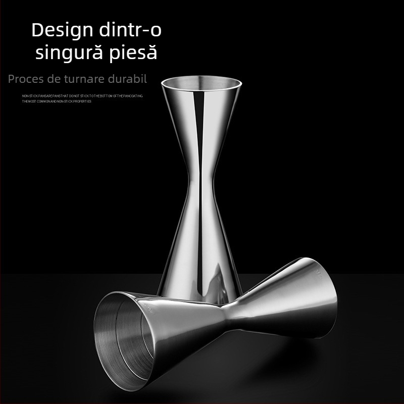 Cană de măsurare pentru cocktailuri din oțel inoxidabil 304, capete duale, măsurare în uncii, design unic, stil minimalist modern, lansare 2018, greutate 100
