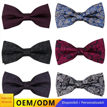 Papion în formă de cashew, dublu strat, model floral jacquard din poliester, unisex, accesorii pentru nuntă