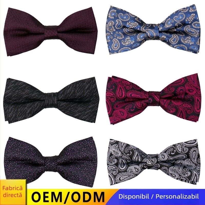 Papion în formă de cashew, dublu strat, model floral jacquard din poliester, unisex, accesorii pentru nuntă