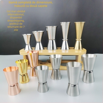 Căniță de măsurare pentru bar, cu două capete, din oțel inoxidabil 304, margine dreaptă, margine rulată