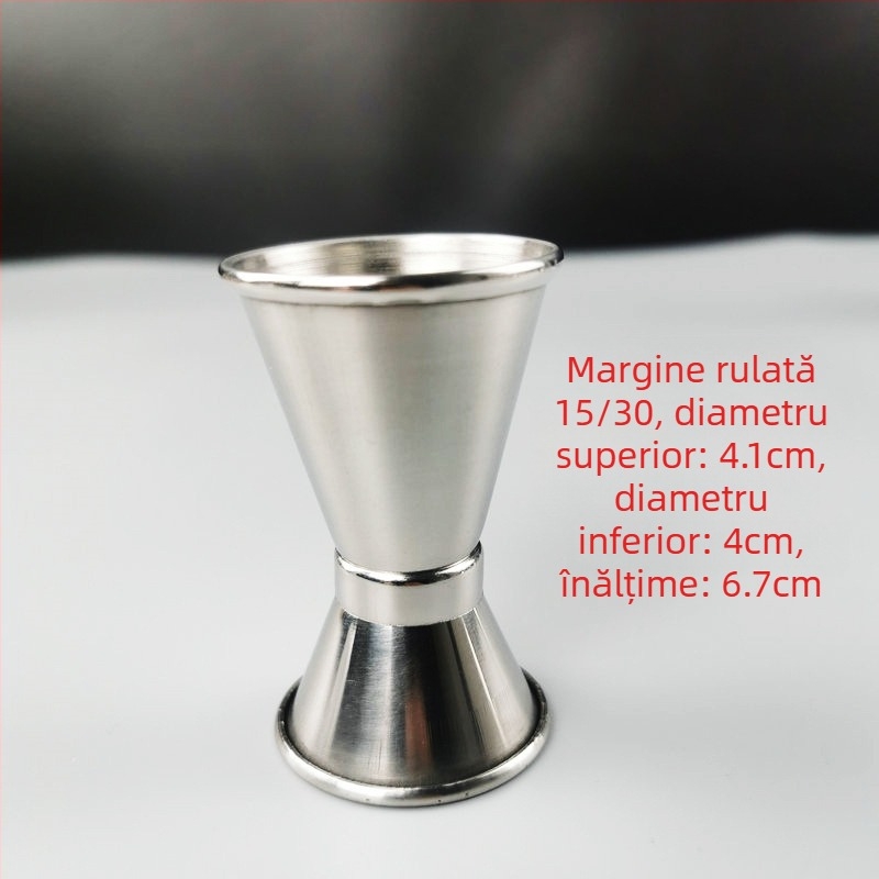 Căniță de măsurare pentru bar, cu două capete, din oțel inoxidabil 304, margine dreaptă, margine rulată