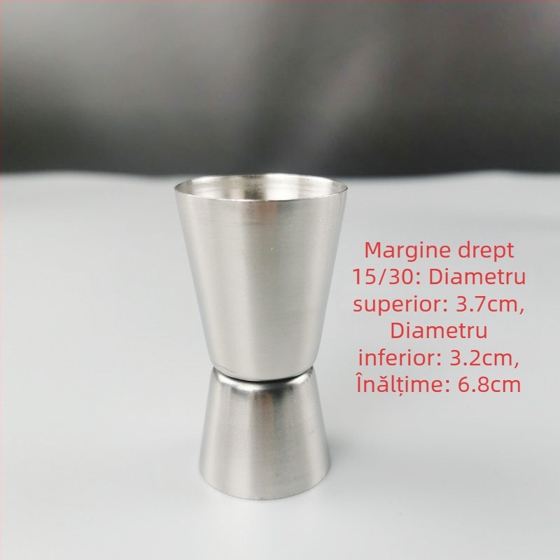 Căniță de măsurare pentru bar, cu două capete, din oțel inoxidabil 304, margine dreaptă, margine rulată