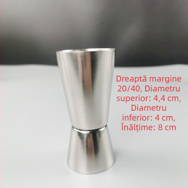 Căniță de măsurare pentru bar, cu două capete, din oțel inoxidabil 304, margine dreaptă, margine rulată