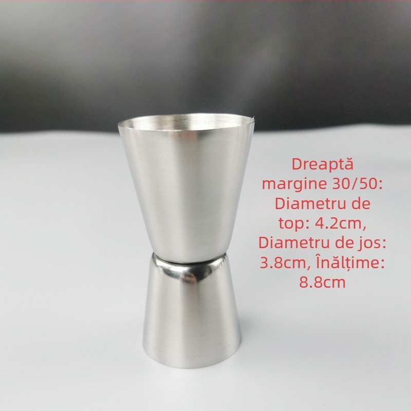 Căniță de măsurare pentru bar, cu două capete, din oțel inoxidabil 304, margine dreaptă, margine rulată