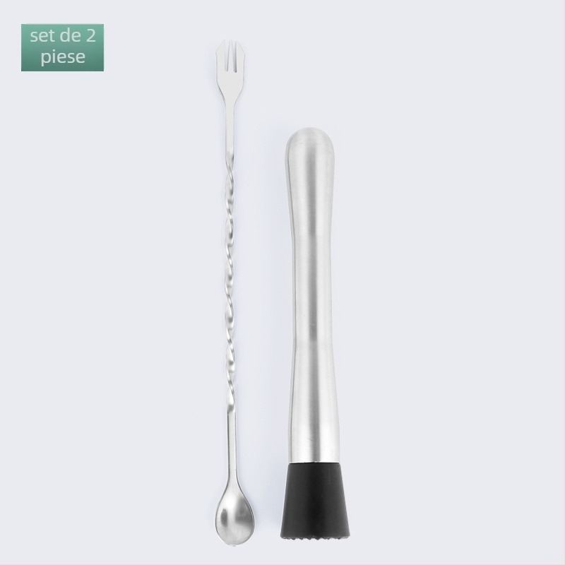 Set bar din oțel inoxidabil cu unelte pentru cocktail — lingură de amestec, căni de măsurare, turnătoare de vin, paie, deschizătoare de sticle; disponibil în 2/3/5/8/9 piese; lansat vara 2024.