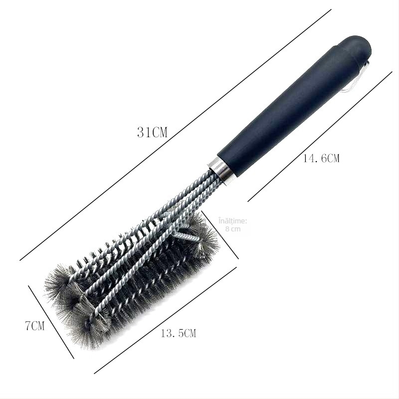 Perie de grătar cu peri din oțel, mâner PP, pachet de 50 buc
