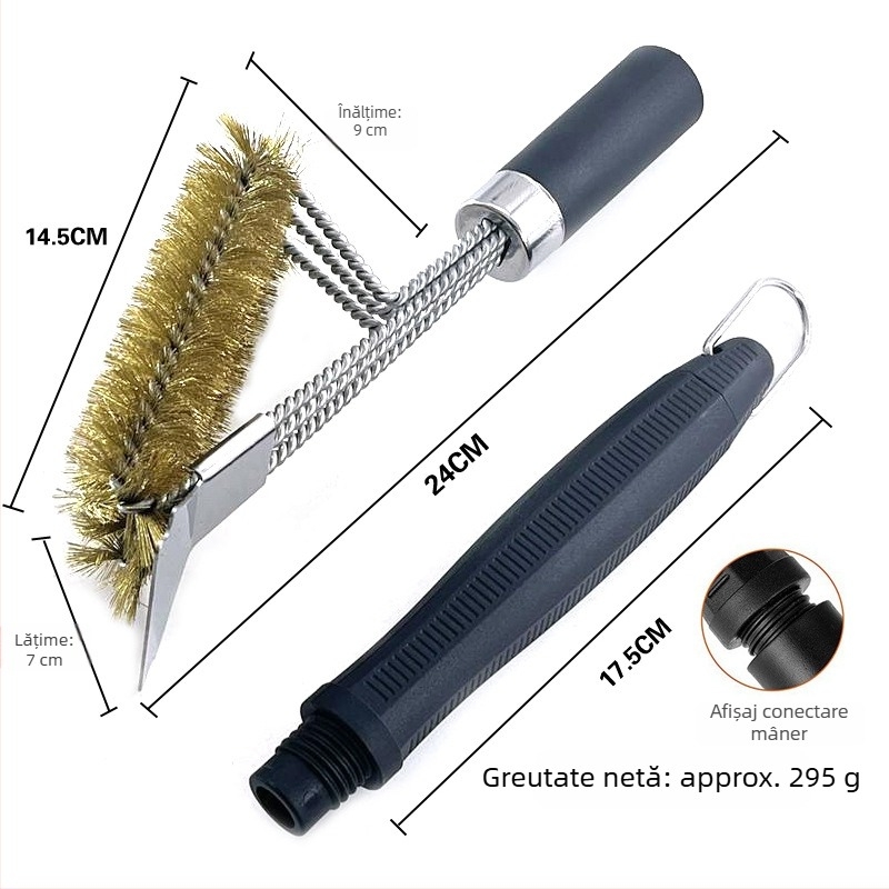 Perie de grătar cu peri din oțel, mâner PP, pachet de 50 buc