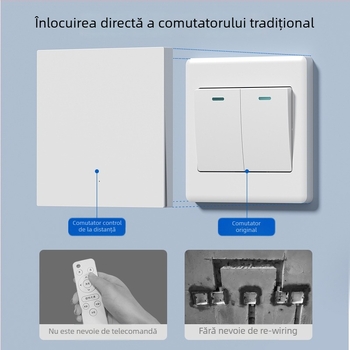 Comutator fără fir cu telecomandă pentru uz casnic, montat pe suprafață, 220V, pe perete, control dual, autoadeziv