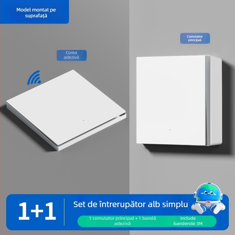 Comutator fără fir cu telecomandă pentru uz casnic, montat pe suprafață, 220V, pe perete, control dual, autoadeziv