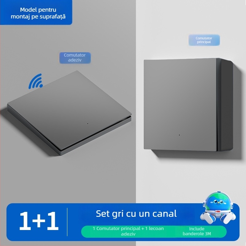 Comutator fără fir cu telecomandă pentru uz casnic, montat pe suprafață, 220V, pe perete, control dual, autoadeziv