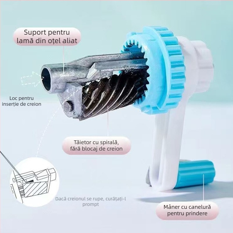 Ascuțitoare de creioane – design autobuz desen animat, manivelă manuală, grosime reglabilă a grafitului, model 1502, plastic