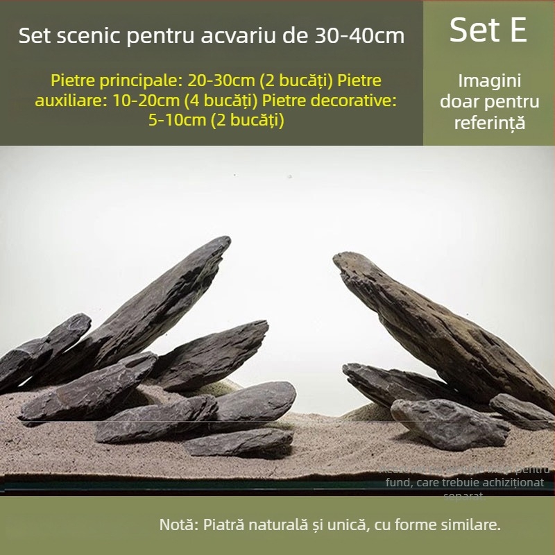 Set de pietre pentru amenajarea acvariumului: pietre de râu native, pietre stivuite, nisip de fund | Stil mini, 2,5 kg