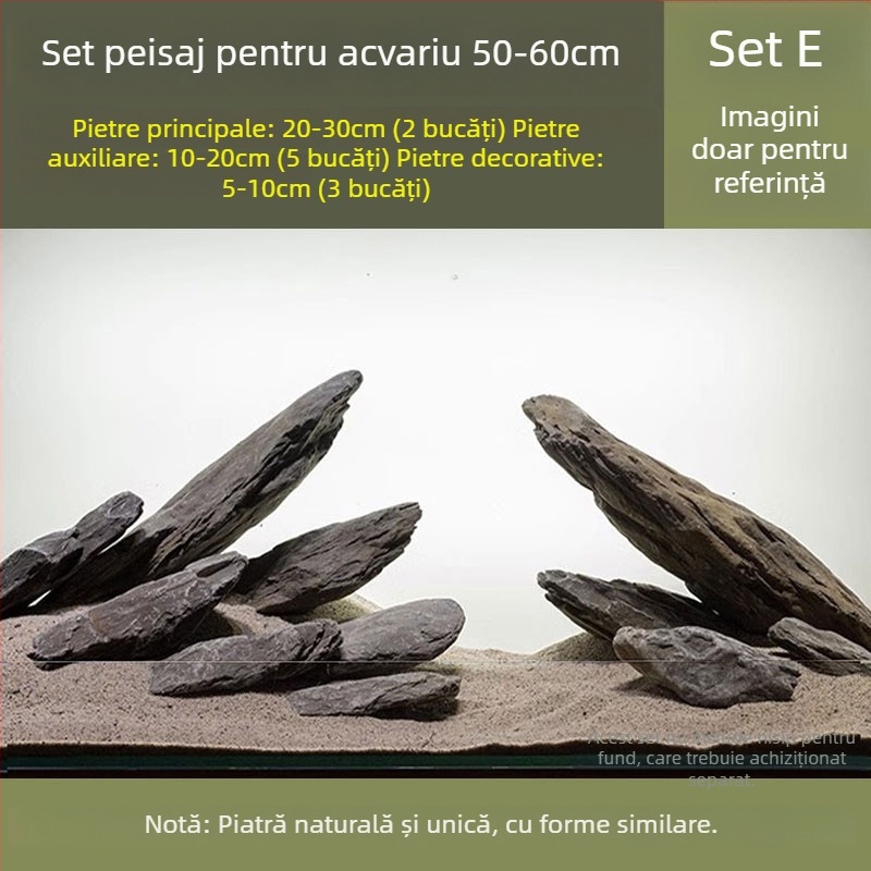 Set de pietre pentru amenajarea acvariumului: pietre de râu native, pietre stivuite, nisip de fund | Stil mini, 2,5 kg